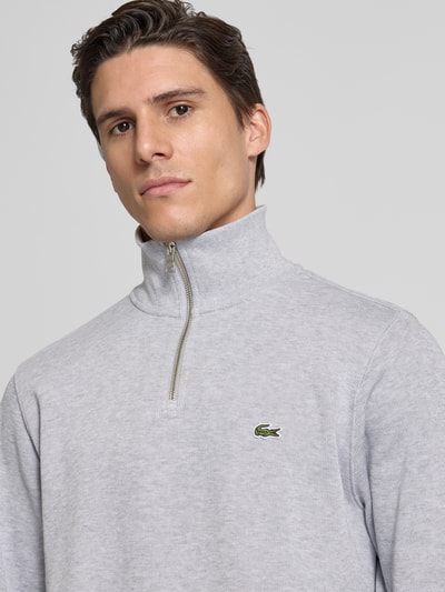 Lacoste Sweatshirt mit Troyer-Kragen Silber Melange 3