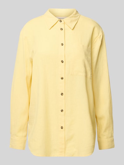 FREE/QUENT Relaxed Fit Leinenbluse mit Brusttasche Modell 'Lava' Hellgelb 2