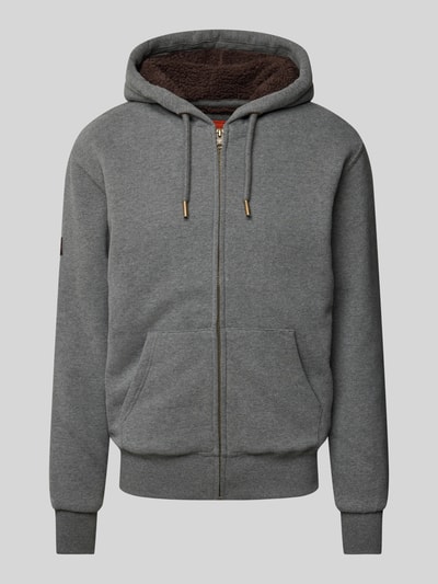 Superdry Sweatjack met labelstitching, model 'Borg' Antraciet gemêleerd - 2