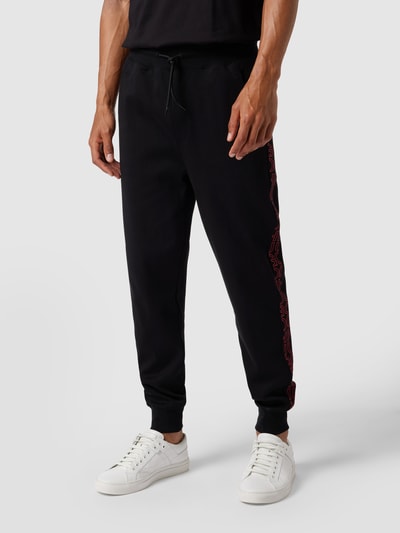 HUGO Slim fit sweatpants met labelprint, model 'Daky' Zwart - 4