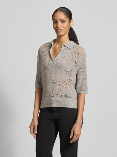 HERZENS Sweter o kroju relaxed fit z mieszanki wełny Escorial z domieszką kaszmiru Jasnoszary 4
