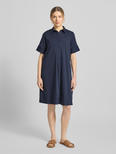 Milano Italy Knie-lang overhemdjurk met knoopsluiting Marineblauw - 4