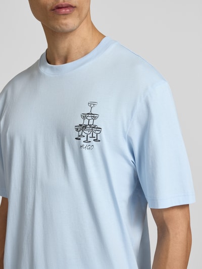 HUGO Blue męski t-shirt o kroju regular fit z czystej bawełny model 'NUCAVO' Jasnoniebieski 3