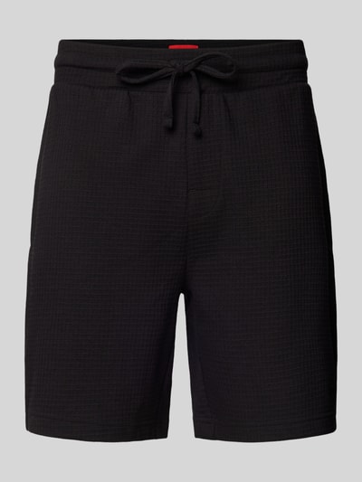 HUGO Regular Fit Sweatshorts mit Strukturmuster Modell 'Austin' Black 2