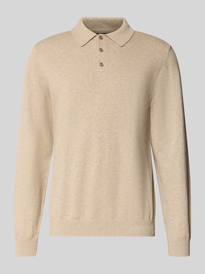 Produktfoto, Regular Fit Strickpullover aus Baumwoll-Mix mit Kaschmir-Anteil von MCNEAL in Beige, Polokragen, gerippte Abschlüsse, Langarm.