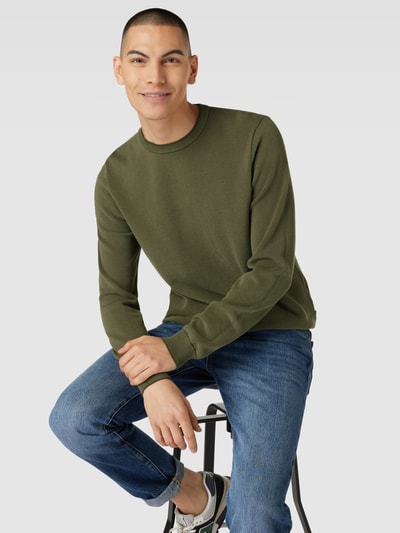 MAERZ Muenchen Stickpullover mit Rundhalsausschnitt Modell 'Ricecorn' Schilf Melange 3