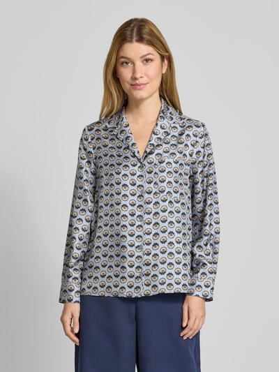 Weekend Max Mara Bluzka jedwabna o kroju regular fit z kołnierzem z połami model ‘ONCIA’ Jasnoniebieski 4