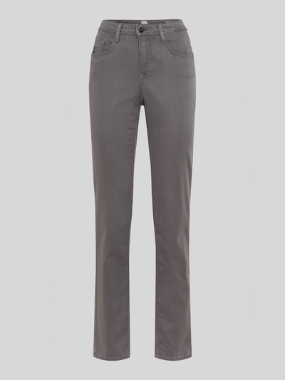 Produktfoto, graue Regular Fit Gerade Hose aus Lyocell-Mix mit Modal-Baumwoll-Anteil Modell 'MARY' von Brax, Damen Gerade Hose