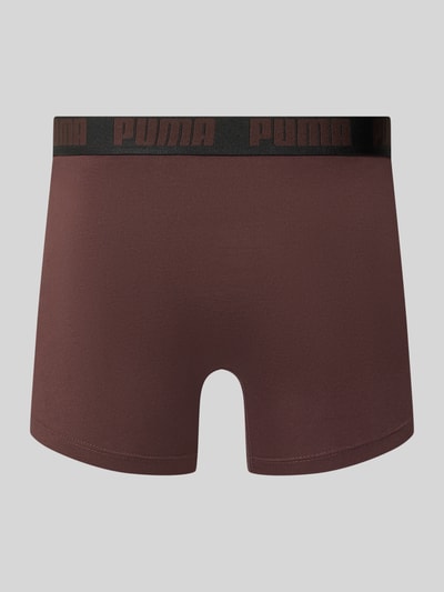 Produktfoto, Slim Fit Boxershorts aus Baumwoll-Mix im 2er-Pack Modell 'EVERDAY' von PUMA, dunkelbraun mit schwarzem Bund, glatte Textur, Herren Boxershorts von PUMA