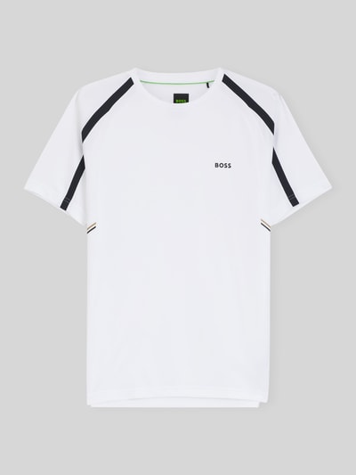 BOSS Green t-shirt sportowy o kroju slim fit z napisem z logo Biały 2