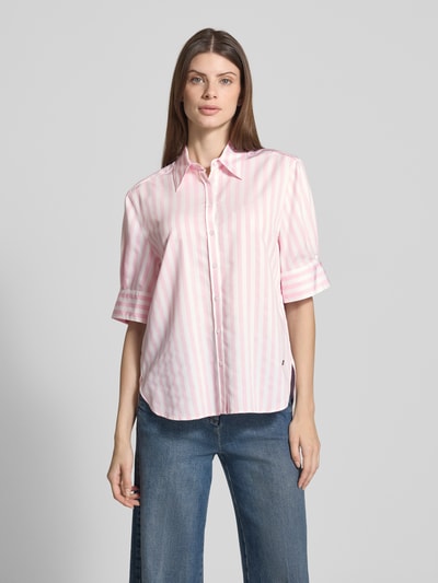 Brax Relaxed fit overhemdblouse van viscosemix met 1/2-mouwen, model 'Vic' Lichtroze - 4