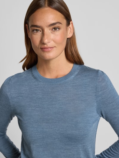 BOSS Sweter o kroju regular fit z dzianiny z czystej, żywej wełny model ‘FERPINA’ Szaroniebieski 3