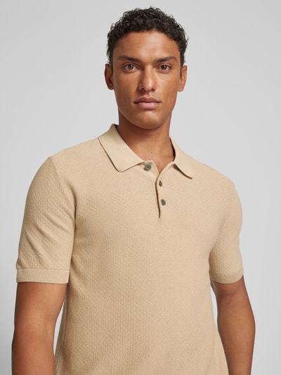 Jack & Jones Premium Poloshirt met structuurmotief, model 'BLUSANDRI' Zand - 3