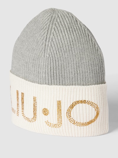 Liu Jo White Czapka beanie z detalem z logo Złamany biały 1