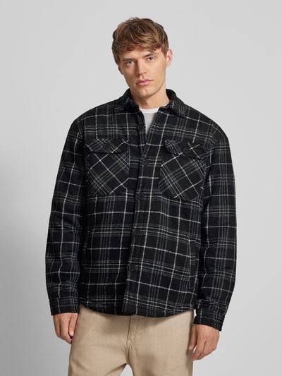 Redefined Rebel Regular fit overhemdjack met opgestikte paspelzakken op de borst Zwart - 4