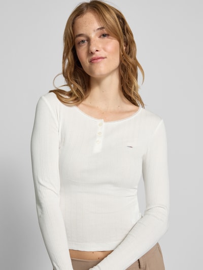 Tommy Jeans Longsleeve Henley-Shirt mit Rippstruktur Offwhite 3