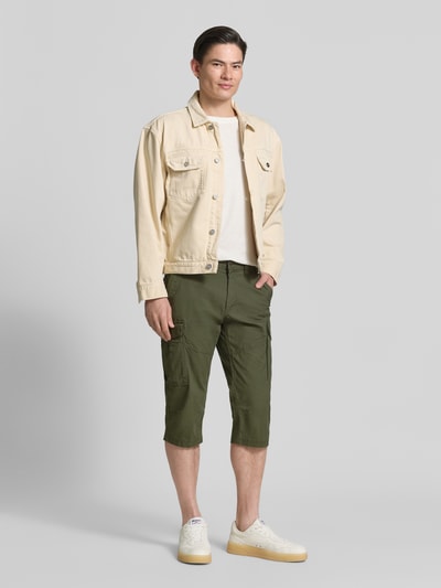 s.Oliver BLACK LABEL Relaxed Fit Cargoshorts aus Baumwoll-Mix Gruen 1