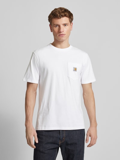 Carhartt Work In Progress T-Shirt mit Label-Patch Modell 'POCKET' Weiss 4