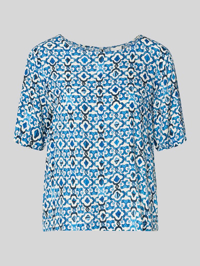 Produktfoto, Blusenshirt aus Viskose mit 1/2-Arm Modell 'MARRAKECH' von ICHI im Regular-Fit mit Allover-Look und Rundhalsausschnitt auf grauem Hintergrund