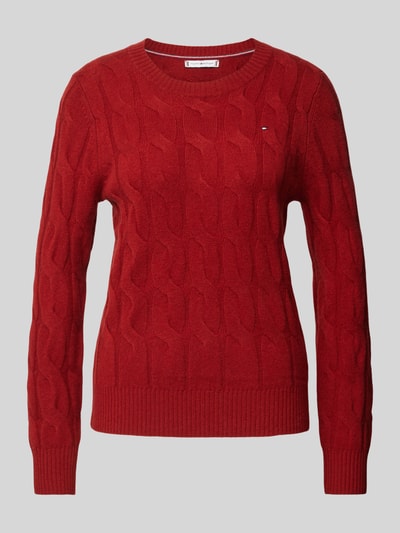 Tommy Hilfiger Gebreide pullover met ribboorden Donkerrood - 2