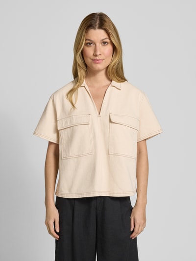 JAKE*S STUDIO WOMAN Relaxed fit jeansblouse met klepzakken op de borst Offwhite - 4