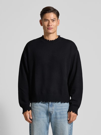 Don´t Waste Culture Sweatshirt mit gerippten Abschlüssen Modell 'Ilari' Black 4