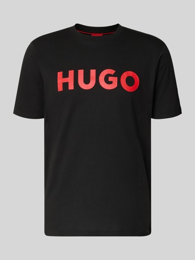 HUGO T-shirt met labelopschrift, model 'DULIVIO' Zwart - 2