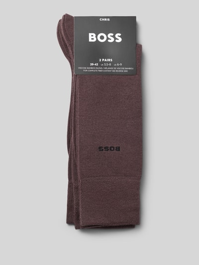 Produktfoto, Socken aus Viskose-Mix im 2er-Pack von BOSS in Braun, glatte Textur, dezentes Logo, Herren Socken von BOSS