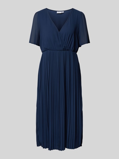 Vila Midi-jurk in wikkellook, model 'JANELLE' Marineblauw - 2