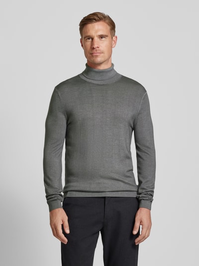 OLYMP Level Five Slim Fit Strickpullover mit Rollkragen Stein 4