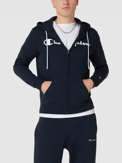 CHAMPION Sweatjacke mit Label-Print Dunkelblau 4