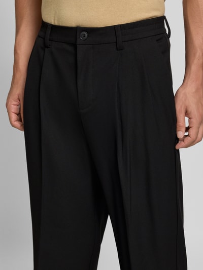 Casual Friday Spodnie materiałowe o kroju regular fit z zakładkami w pasie model ‘Grant’ Antracytowy 3