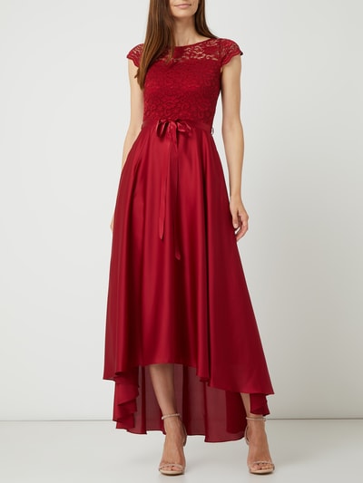 Swing Cocktailkleid aus Spitze und Satin in Vokuhila-Passform  Bordeaux 1