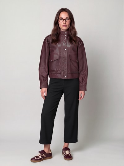BOSS Orange Leren jack met opstaande kraag model 'C_Sabea1' Bordeaux - 1