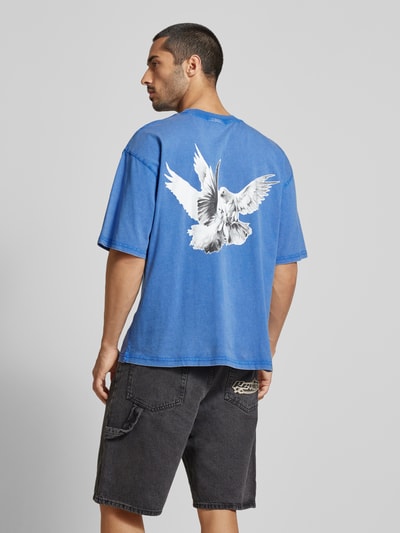 REVIEW T-shirt met labelprint Koningsblauw - 5