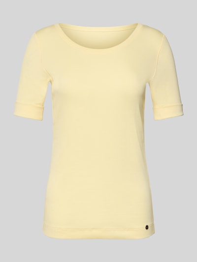 Marc Cain T-shirt met ronde hals en mouwen met opslag Lichtgeel - 2