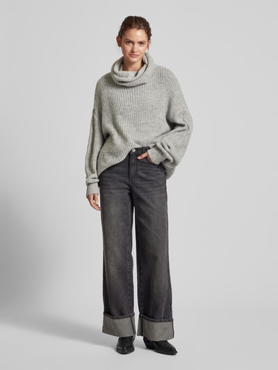 LeGer by Lena Gercke Oversized Strickpullover mit Rollkragen Modell 'Juna' Mittelgrau Melange 1