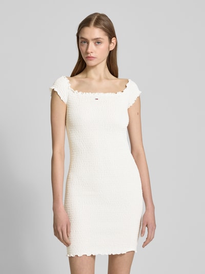 Tommy Jeans Slim Fit Bodycon-Minikleid mit Carmen-Ausschnitt Weiss 4