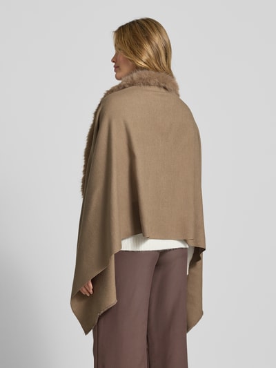 Fraas Poncho mit Kunstfellbesatz Beige 5