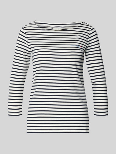 Productfoto, Regular Fit 3/4-Shirt aus katoenmix met streeppatroon, letterprint en boothals van Tom Tailor, damesmode