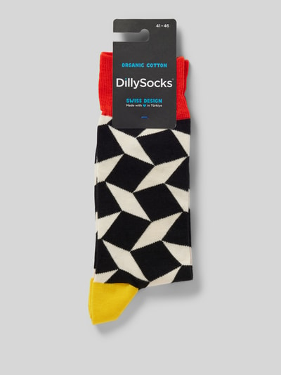 DillySocks Sokken met motiefstitching, model '3D Vision' Metallic zwart - 3