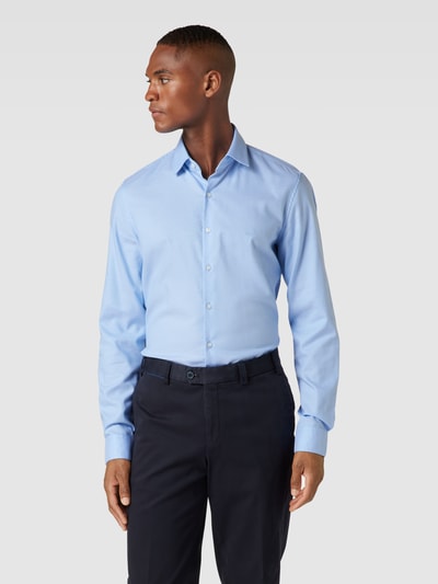 CK Calvin Klein Slim Fit Business-Hemd mit Label-Stitching Modell 'Bari' Bleu 4