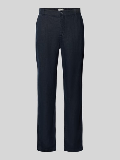 Produktfoto, Leinenhose mit Eingrifftaschen Modell 'Pandrup' von Casual Friday in dunkelblau, Regular Fit, glatte Textur, reines Leinen