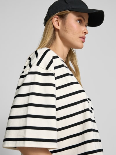 Jake*s Casual Oversized T-Shirt mit geripptem Rundhalsausschnitt Offwhite 3