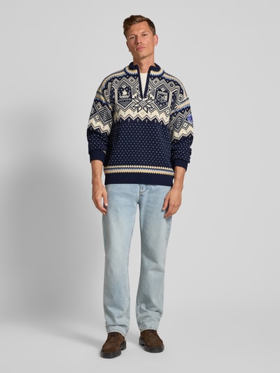 Dale of Norway Norwegerpullover aus Wolle mit Troyer-Kragen Marine 1