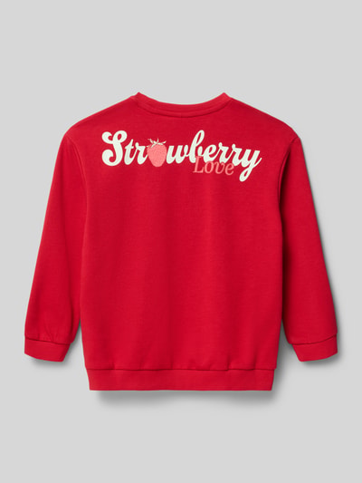 Produktfoto, Regular Fit Sweatshirt aus Baumwoll-Mix Modell 'GEORGIA LIFE' von Only, Optik: Unifarben in Rot, Motiv-Print, gerippte Abschlüsse, Sweat-Material