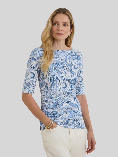 Lauren Ralph Lauren t-shirt o kroju slim fit z mieszanki bawełny Jasnoniebieski melanż 4