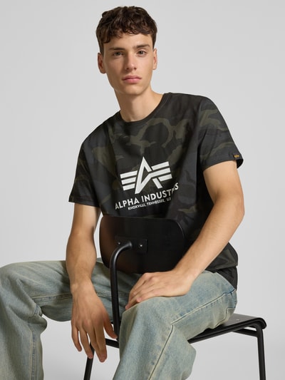 Alpha Industries T-Shirt mit Label-Print und Rundhalsausschnitt Black 3