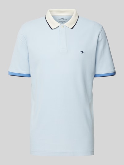 Fynch-Hatton Regular Fit Poloshirt mit Kontrastbesatz Hellblau Melange 2