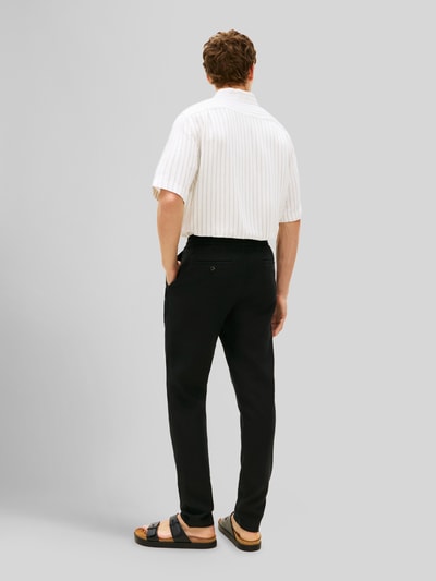Tommy Hilfiger Tapered chino van linnenmix met trekkoord model 'HARLEM' Zwart - 5
